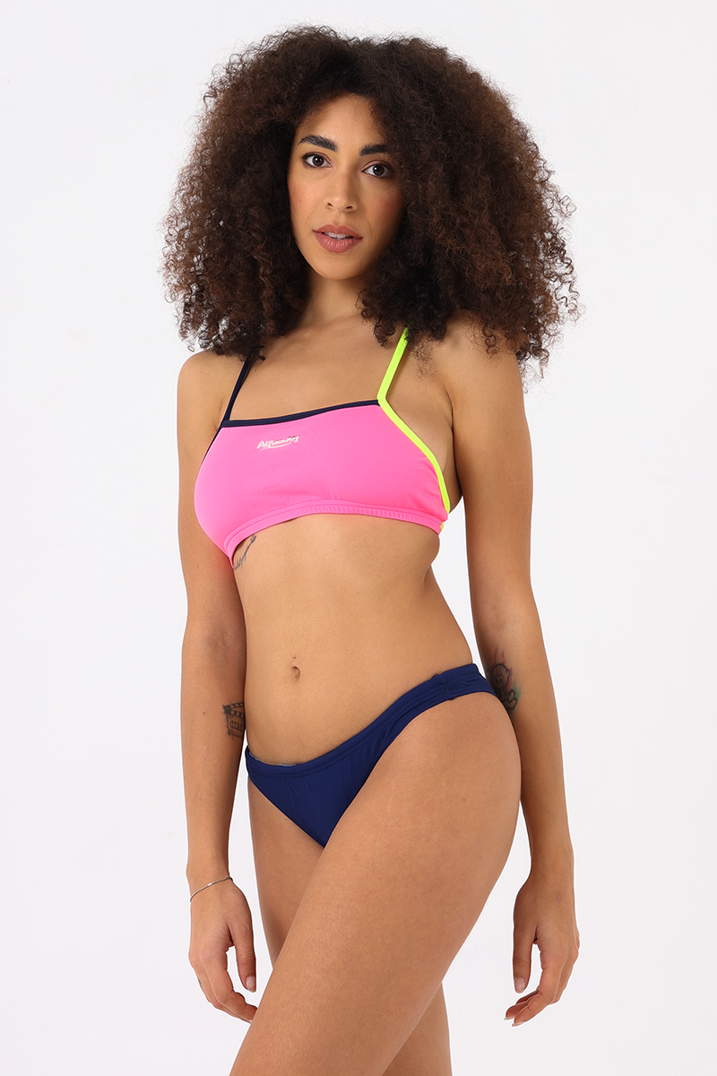 Bikini corpetto rosa/blu navy
