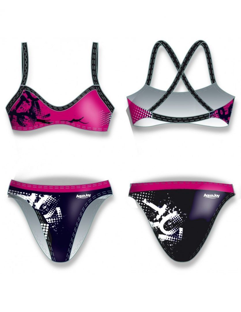Costume donna bikini mod. punk fucsia